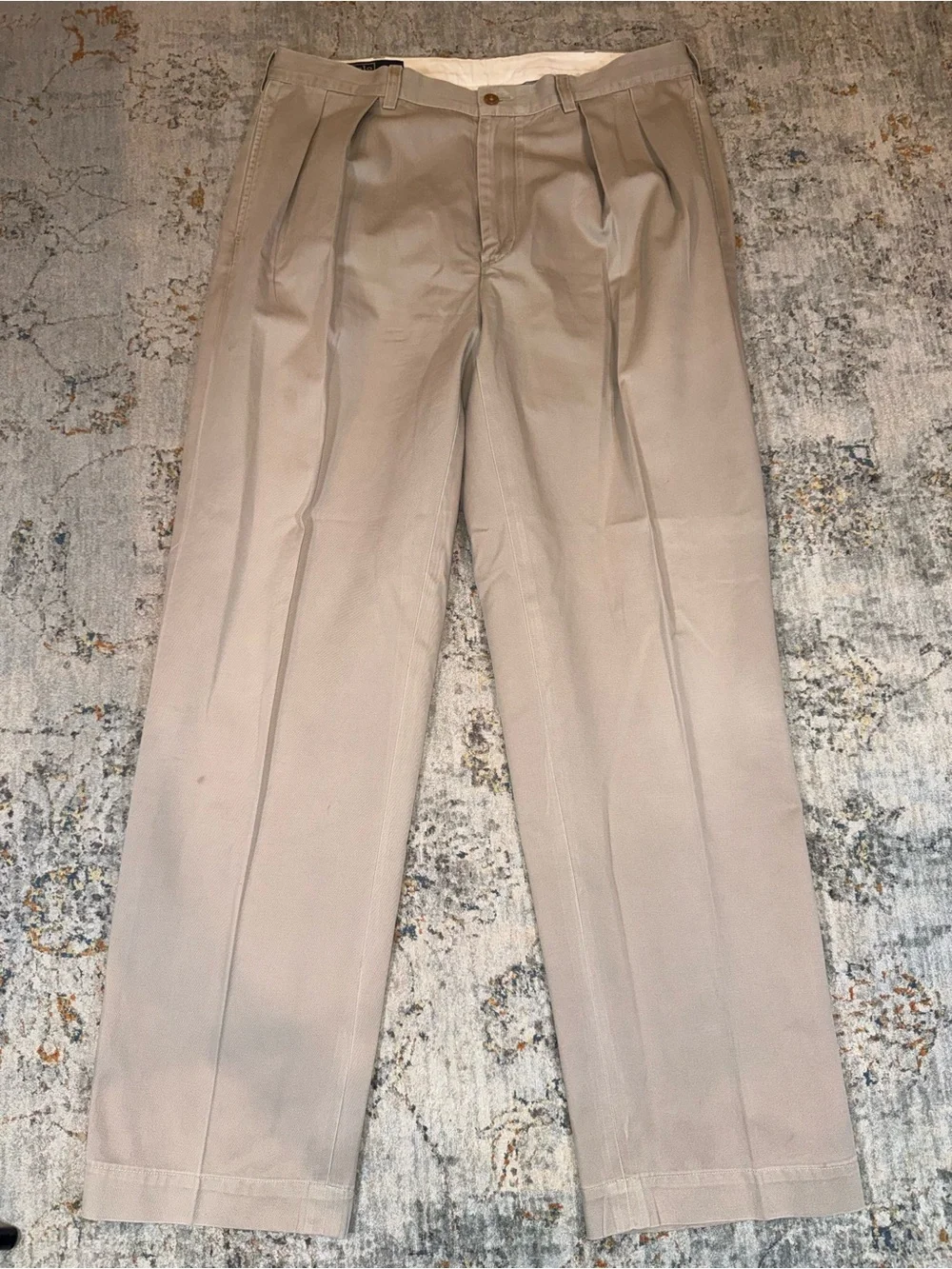 Men's Beige Pleated Dress Pants 36x34 Polo Ralph Lauren A139
